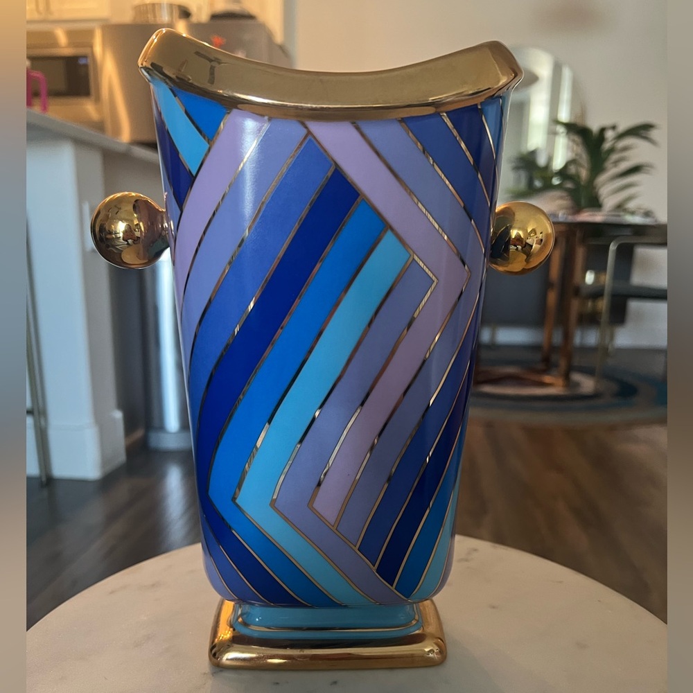 Jonathan Adler Scala Tall Multicolor Chevron Vase